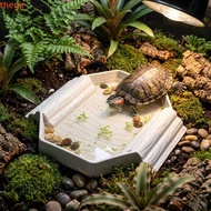 THEGIRL8B Tortoise Water Dish, Plastic with Ramp Turtle Bath Basin, Multi-functional Anti-Slip Stain