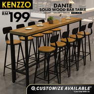 KENZZO: DANTE Solid Wood Bar Table / Meja Panjang / Dining Table / Meja Makan/Bar Stool