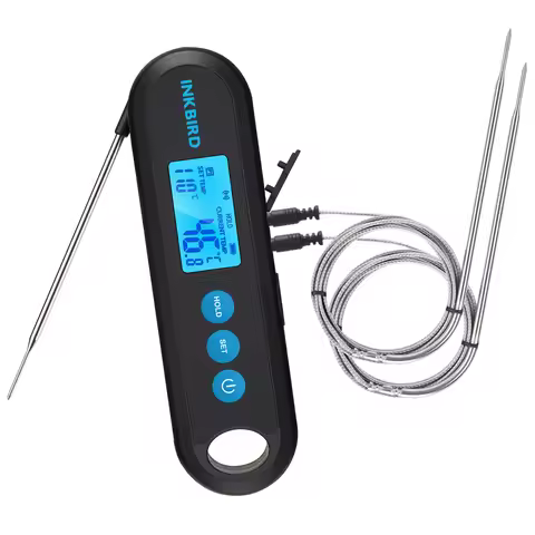 INKBIRD 2 Sec Readout Digital Backlight Kitchen Cooking Thermometer &2 External Probe BBQ Oven Meat 