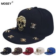 Hip hop Flat Brim Hat Skull Rivet hip hop Baseball Cap Male hip-hop Hat Hipster Men Women Flat Cap