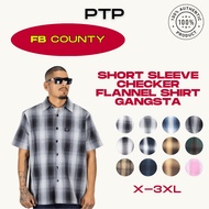 FB County Short Sleeve Checker Flannel Shirt Chicano Gangsta