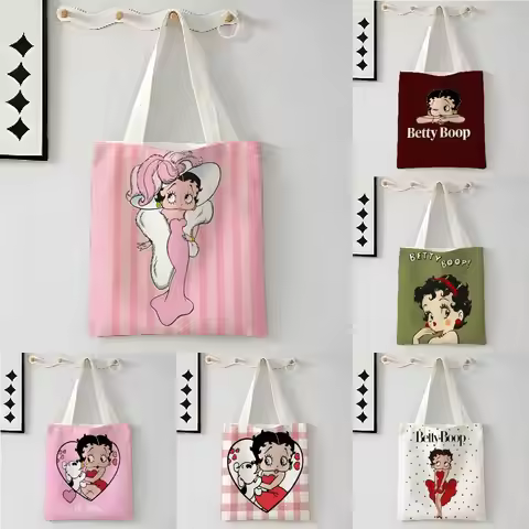 Beautiful Cartoon B-Betty Boop Storage Bags Casual Portable Shoulder Bag Lightweight Shopping Bag Re