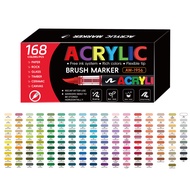 【High-quality】 60/72/120/168 Color Paint Pen Marker Brush Tip Paint Marker For Rock Painting Wood Ca