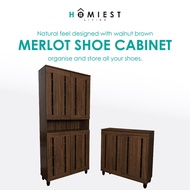 [HOMIEST] MERLOT 2/4 Doors Wooden Shoe Cabinet in Walnut / Natural