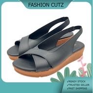 FASHION CUTZ  Women Cross Flat Sandals For Women | Sandals Selipar Perempuan | Flat Selipar Wanita -