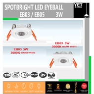 Yetplus Lampu LED EB03 EB05  3W Eyeball Adjustable 3000K White Casing Round  Square