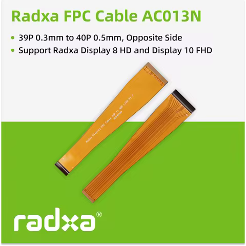Radxa Display FPC Cable, 40P 0.5mm to 39P 0.3mm,100mm,FOR RADXA DISPLAY 8 HD/10 HD/10 FHD WORK WITH 