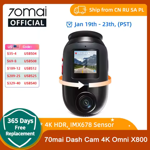 70mai Dash Cam Omni X800 4K 2160P HDR 60fps Dual-channel Supported ADAS F1.7 Supercapacitor 4G Compa
