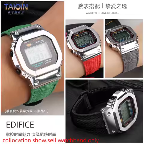nylon watch Strap For Casio 35th anniversary GMW-B5000 G-SHOCK 3459 with Metal Head-link canvas watc