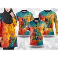 Jersey Hari Sukan Negara 2023 Baju Muslimah Labuh Tshirt Muslimah Jersey Microfibre Couple Set Malay