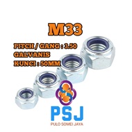Nylon Nut M33 x 3.50 Key 50 Galvanized Lock Nut M33