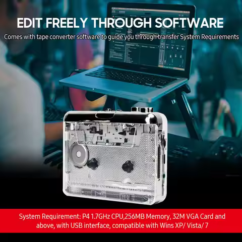 TONIVENT TON010 Portable Cassette to MP3 Player Mini USB Tape Player MP3 Converter with 3.5mm AUX In