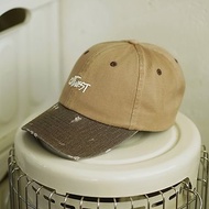 CAT WEST設計 工裝復古鴨舌帽拼色做舊破損 軟頂棒球帽青年男女款