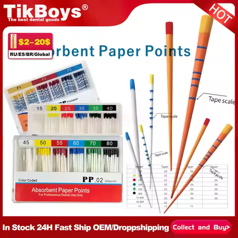 1 Box Dental Absorbent Paper Points GP/PP 02 04 06 Taper 15-40# Dentist Use Dentistry Materials Endo