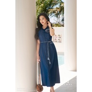 MY WAY Women's Streetwear Maxi Dress with Flowers and High Quality Belt 2MD10139T