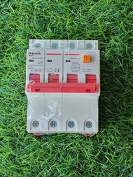 RCBO 3เฟส 4P เบรกเกอร์ AC ขนาด  20A 40A 63A ตัดวงจรไฟฟ้า เมื่อมีไฟรั่ว ไฟดูด ไฟกระแสเกิน เบรกเกอร์ A