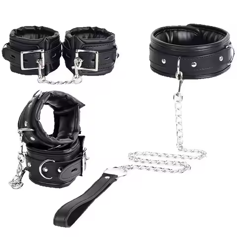 BLACKWOLF Premium BDSM restraint set Luxury restraint BDSM set Luxury handcuffs Collar Leash Ankle a