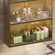 Accessible Luxury Diamond Pattern Makeup Mirror Cabinet Cosmetics Storage Box Bathroom Transparent Bath Toiletries Finishing Box