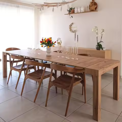 Extendable Console Table 17.7-120.1in, Rustic Oak, Space-Saving Dining Table for 4-14 People