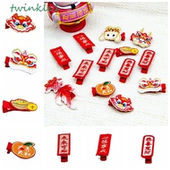 TWINKLE1 Dragon Hairpin, Cloth Embroidery Children Red Hairpin, Simple Lion Dance Ancient Headwear Hair Accessories Hanfu Hair Clip Students