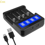 Con 4 Slot Rechargeable Battery Charger LED Display Battery Charger for 18650 AA AAA