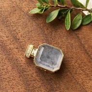 18K金真鑽高冰烏雞翡翠香水瓶墜子 / 緬料