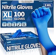 Supmedic Blue Nitrile Exam Glove, 4.5 mil Powder-Free Latex-Free Disposable Medical Gloves, Box of 100 Pcs (Blue) (S/M/L/XL)