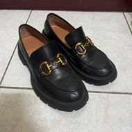 The chuan shoes 真皮厚底馬術釦樂福鞋 黑 40