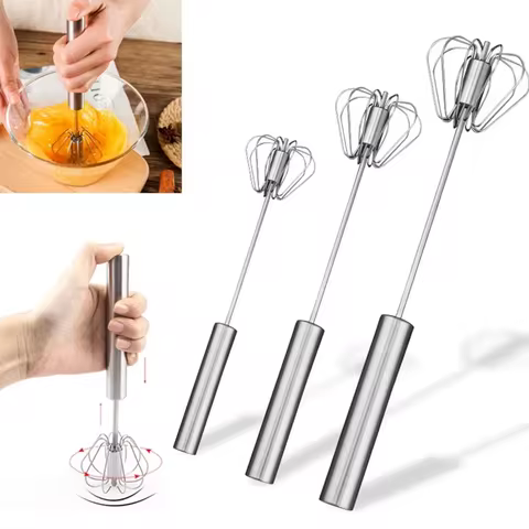 Semi Automatic Mixer Whisk Egg Beater Stainless Steel Manual Hand Mixer SelfTurning Cream Utensils K