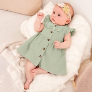 BAJU DRESS BAYI CANTIK TERBARU Bahan Crinkle Airflow Tunik Beby Kancing Hidup