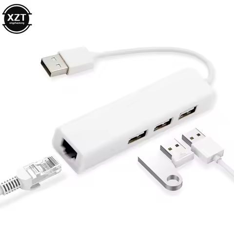USB Ethernet USB Hub to RJ45 Lan Network Card 10/100 Mbps Ethernet Adapter for Mac iOS Laptop PC Win