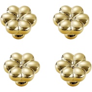 Unique Solid Brass Flower Cabinet Knobs Bright Gold Floral Shape Drawer Handles Single Hole Decorati
