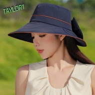TAYLOR1 Fisherman Hat, Bowknot Korean Style Sense Sun Hat, UV-Proof Sun Hat UV-Proof With Large Brim Cotton Shell Sunshade Hat Spring