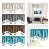[Kesoto1] Rod Pocket Window Curtain, Serrated Valance with Tassels Window Curtains,