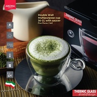 Aroma แก้ว Double Wall Multipurpose Cup 30 Cl With Saucer (Two-Piece Set)