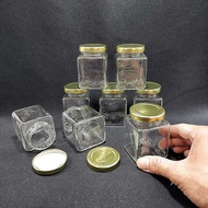 Lọ Thủy Tinh Vuông 100ML (combo 16 lọ) nắp thiếc vàng – Hũ Thủy Tinh Vuông 100ML – Hũ Chưng Yến Thủy
