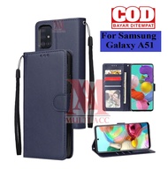 SAMSUNG GALAXY A51 Leather Flip Cover Wallet Case Kulit - Casing Dompet Case Wallet Leather Flip Ca