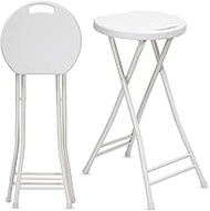 Suzile 2 Pcs 24 Inch Tall Folding Chair Portable Plastic Stool Chair Heavy Duty Foldable Bar Stools 