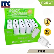 Robot RT-K6S 2 Charger Head Adapter.4A 2 Output Ports 1 Box Contains 10 pcs RTK6S RTK6 WarrantyOrigi