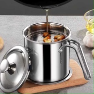Oil Strainer Stainless Steel Pot Can Container with Strainer Storage Jug SUS304