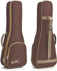 Flexzion Ukulele Case Bag - Ukulele 23 Inch Tenor Backpack Soft Case - Waterproof Uke Gig Bag with Carrying Handle, Pocket &amp; Adjustable Shoulder Strap, Brown