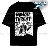 ✅Stok COD 24H Oversize Tee Back Print Minor Threat Rough Grunge Skeleton Gig Flyer Graphic Hardcore 