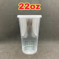 TAPAU - ( 100sets± ) EC 22oz PP Clear Cup with " Flat Lid " / E22 - Disposable Plastic Cup - Thick -
