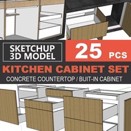 SketchUp | 3D Modeling Kitchen Cabinet Library Collection 25 Set for Carpentry / Interior Design / House Diy