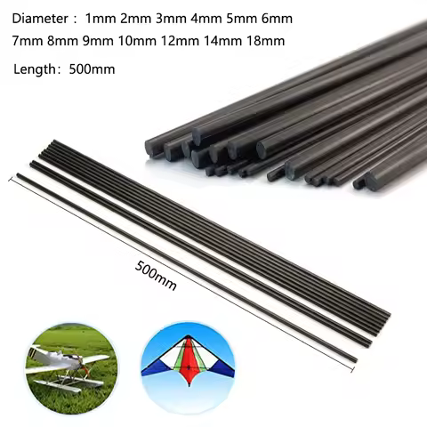 Solid Carbon Fiber Rod 1MM 2MM 3MM 4MM 5MM 6MM 7MM 8MM 9MM -18MM (500MM) Reinforcement Rod high stre