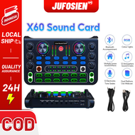 JUFOSIEN X60 Sound Card wireless bluetooth Live soundcard External asli dengan iringan Port Langsung