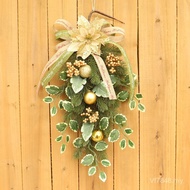 White Edge New Style Tree Decoration Leaves Golden Christmas Flowers Christmas PE Upside Door Hangin