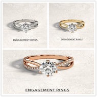 14K Gold Wedding Engagement Ring Cubic Zirconia Diamond Ring Silver Ring