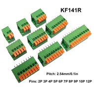 10Pcs 2.54mm Pitch KF141V KF141R Push-in Spring Screwless Terminal Block Straight/Bent Foot 2/3/4/5/