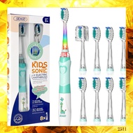 Seago Kids Electric Toothbrush for Ages 3-12 with 8 Replacement Brush Heads, 2-Minute Timer, IPX7 Wa